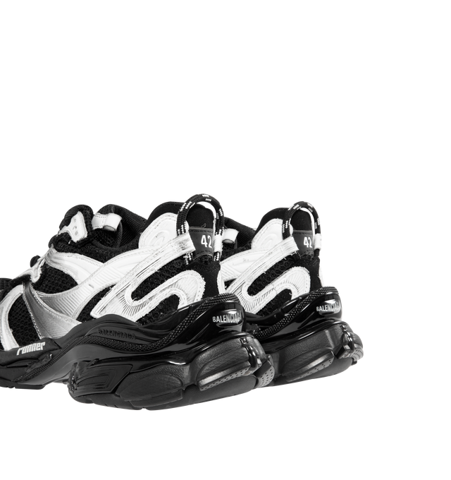 Image 3 of 5 - BLACK - BALENCIAGA Runner Sneaker featuring printed size at the edge of the toe, embossed size at back, runner logo printed on exterior, Balenciaga logo embroidered on the tongue, Balenciaga logo at the back of the heel and pull-on tab. Polyurethane, polyester. 