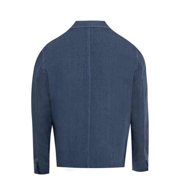 Image 2 of 2 - NAVY - 120% LINO 4 Pocket Jacket featuring classic collar, front button fastening, long sleeves, buttoned cuffs, three front patch pockets, chest flap pocket and straight hem. 100% linen.  