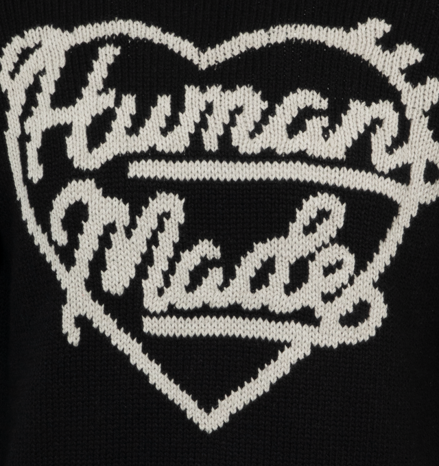Image 3 of 3 - BLACK - HUMAN MADE Low Gauge Knit Sweater featuring heart motif on chest, long sleeves and ribbed cuffs. Wool/polyester. 