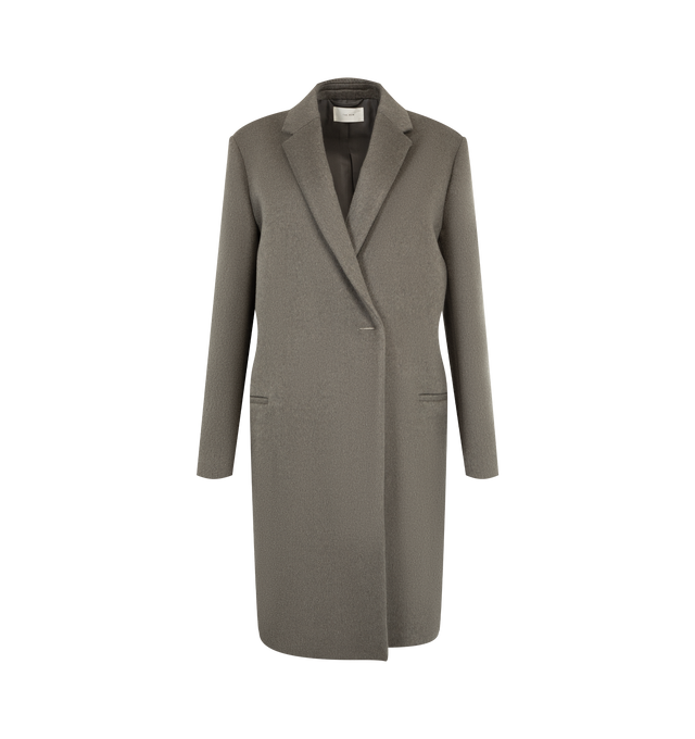 Image 1 of 3 - NEUTRAL - The Row Women's Ciel Coat is crafted from heavyweight double-face cashmere and features a mid-length tailored silhouette with notch lapels, front welt pockets, and an open-front design. Lined in silk, this designer cashmere coat combines exceptional Italian craftsmanship with a soft, brushed finish and subtle sheen, creating an elegant outerwear staple with timeless sophistication. Main Material: 100% Double-Face Cashmere. Lining: 100% Silk. Made in Italy. 