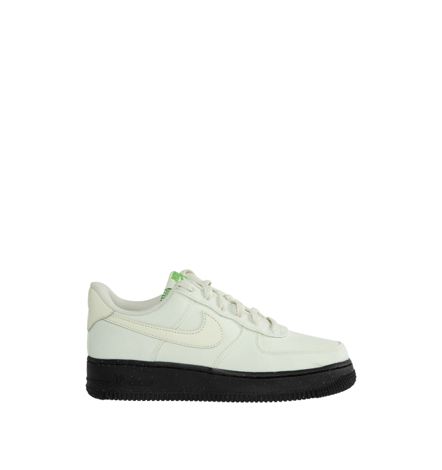 WHITE - NIKE Air Force 1 '07 LV8 featuring canvas upper with stitched overlays, padded collar, leather accents, foam midsole and rubber outsole.