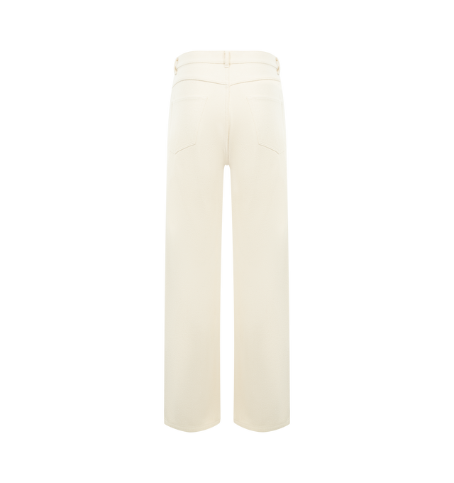 Image 2 of 3 - WHITE - AURALEE Silk Nep Denim 5P Wide Pant featuring wide fit, button zip closure, belt loops at waist and 5 pocket style. 100% silk.  