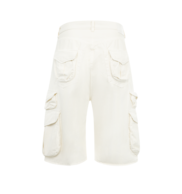 Image 2 of 3 - WHITE - R13 Bermuda Cargo Shorts featuring belt loops, four-pocket styling, button closure and zip-fly and cargo pocket with flap closures.  