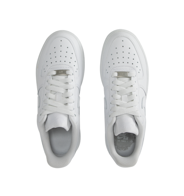 Image 5 of 5 - WHITE - Women's Air Force 1 '07 LX Low-top lace-up sneakers crafted from premium leather and textiles, with a foam midsole and rubber sole. Featuring monochrome white leather upper and graphics,  padded collar,  white rubber outsole with Nike Air cushioning for lightweight, all-day comfort. 