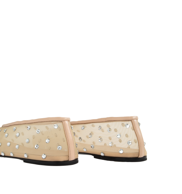 NEUTRAL - KHAITE Marcy Flat featuring sheer mesh, round-toe, Swarovski crystals and slip on. 15MM. 100% polyamide. Made in Italy.