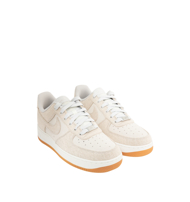 Image 2 of 5 - NEUTRAL - NIKE Air Force 1 '07 LV8 'Denim' Sneaker featuring leather upper with a perforated toe box, Nike Air cushioning and rubber outsole with heritage hoops pivot circles. 