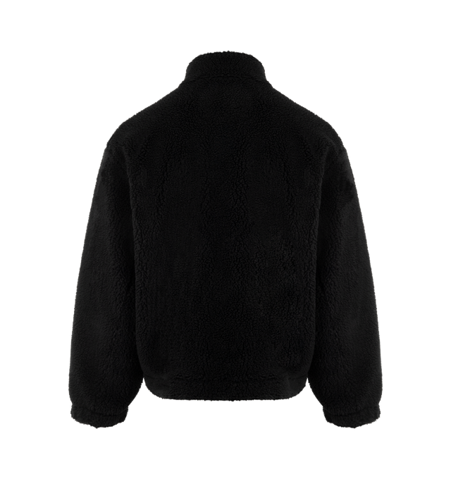 Image 2 of 3 - BLACK - BALENCIAGA Loop Sports Icon Zip-Up Jacket featuring fluffy fleece, high neck, double-ended zip fastening, long sleeves, 2 slash pockets, gathered at cuffs and waistline, loop sports icon artwork embroidered on chest and loop artwork inlaid on front. 100% polyester. Made in Portugal. 