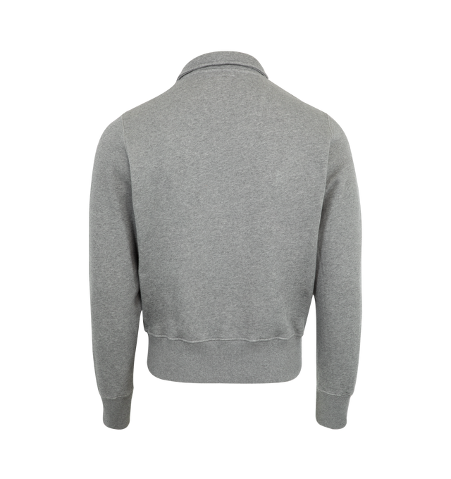 Image 2 of 2 - GREY - MERZ B. SCHWANEN Zip Collar Sweatshirt featuring half-zip, polo collar, chest pocket, triangle inserts under the arms, relaxed fit and no shrinkage. 100% cotton.  