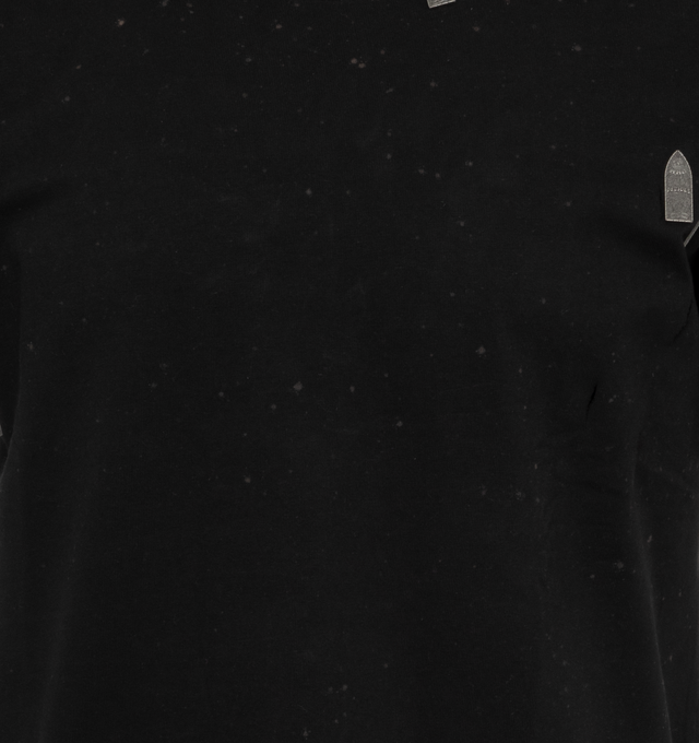 Image 3 of 4 - BLACK - WHO DECIDES WAR Hardware T-Shirt featuring distressing, graphic hardware, bleached effect throughout, rib knit crewneck, dropped shoulders and logo-engraved gunmetal-tone hardware. 100% cotton. Made in China. 