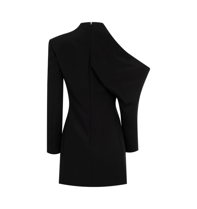 Image 2 of 2 - BLACK - Khaite tailored, elongated top sculpted by darts and the asymmetry of a draped cutout at the right shoulder. Concealed zipper closure at back. Soft viscose suiting (75% viscose, 25% nylon) 