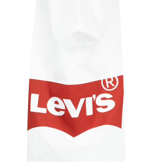 Image 3 of 3 - WHITE - JUNYA WATANABE x Levi's Logo-Print T-Shirt featuring short sleeves, crew neck and logo print on side. 100% cotton.  