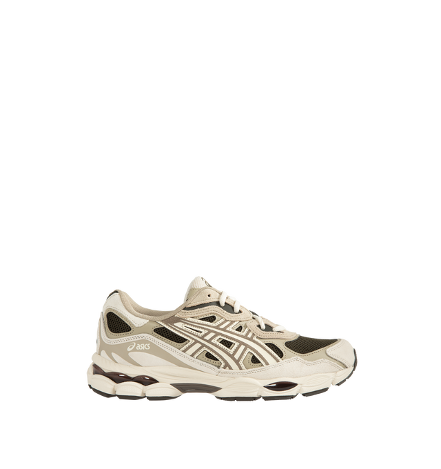 Image 1 of 5 - CREAM - Asics Unisex Gel-NYC Polar Sneaker featuring lace up closure, layered upper construction, rearfoot and forefoot GEL technology, suede and synthetic and fabric upper, fabric lining and rubber sole. 