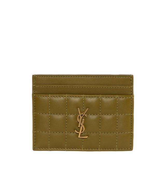 Image 1 of 3 - GREEN - SAINT LAURENT Cassandre Matelasse Card Case featuring five card slots and leather lining. 4.1 X 3.1 X 0.3 inches. 100% lambskin. Made in Italy.  