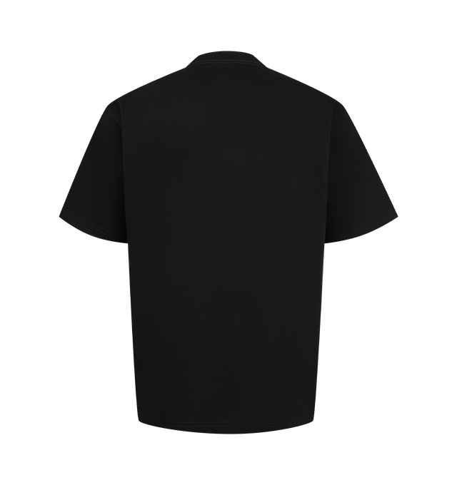 Image 2 of 2 - BLACK - Bottega Veneta Mens Cotton Jersey T-Shirt is crafted from lightweight prima cotton jersey material with house embroidery on the leather chest pocket. Features a relaxed fit, crew neckline, and short sleeves. Main Material: 100% Cotton; Pocket: Leather. Made in Italy. 