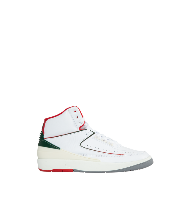 WHITE - AIR JORDAN 2 Retro featuring premium leather, Nike Air-Sole unit in the heel and rubber outsole.