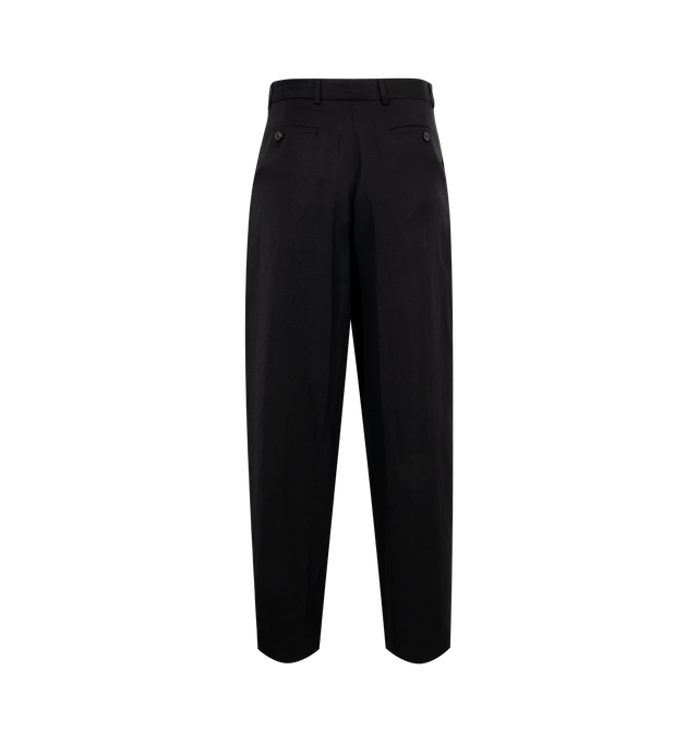 Image 2 of 3 - BLACK - DRIES VAN NOTEN Tailored Pant featuring belt loops, pin and zip closure concealed by flap, two side pockets, wide leg, two back pockets. 56% wool, 44% flax. 