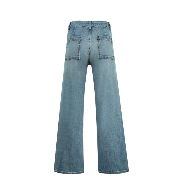 Image 2 of 3 - BLUE - NILI LOTAN Megan Jean featuring mid-rise, relaxed wide leg, Japanese stretch denim, fitted through hips, cropped ankle length, back patch pockets, back darts, zip fly, shank closure and belt loops. 98% cotton, 2% polyurethane. Made in America. 