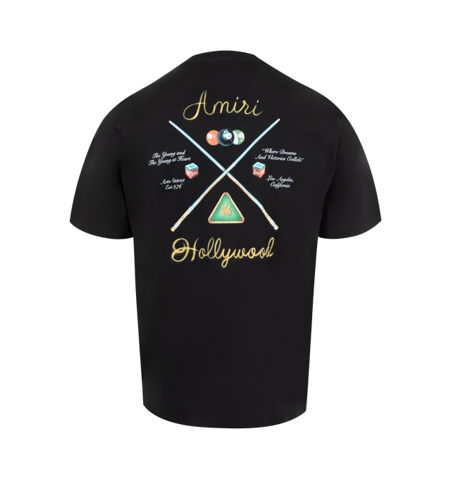 Image 2 of 2 - BLACK - Amiri Pool Cue T-Shirt has a crew neck, a printed logo, and a straight fit. 100% cotton. Made in Italy.  