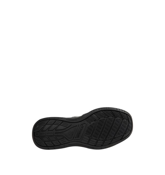 Image 4 of 5 - BLACK - BALENCIAGA Hamptons Worn-Out Sneaker in cowskin and polyester featuring worn-out effect, scribbled laces, raw edge and visible stitching on the upper, Balenciaga logo debossed on the upper, Balenciaga logo embossed on the outsole, 3B sports icon artwork in rubber on each side, loop sports icon logo on the tongue and at back heel and written size debossed on the upper and at back of the heel. Upper: cowskin, polyester. Sole: rubber. Insole: foam. Made in China. 