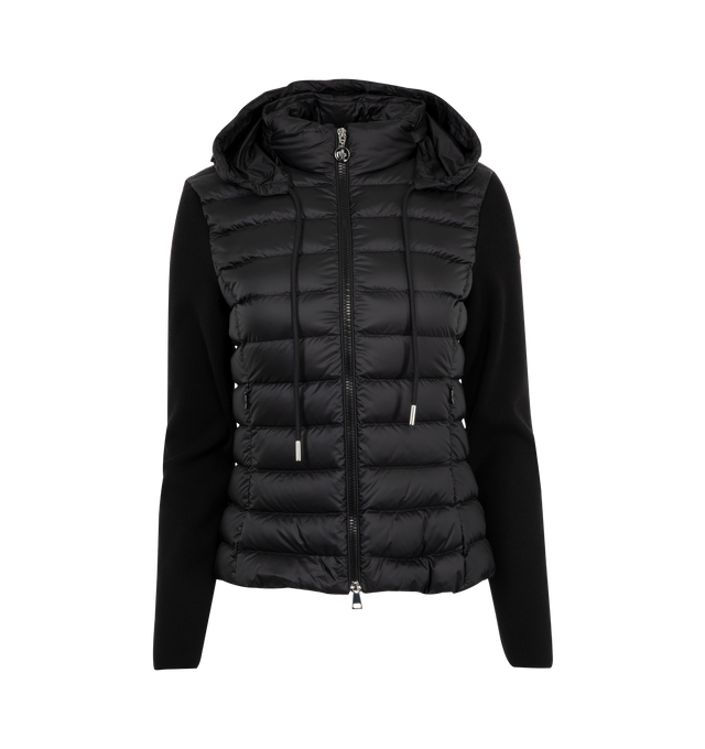 Image 3 of 4 - BLACK - Moncler Zip-Front Cardigan has a 2-way zip front closure, side zip pockets, and a rubberized logo patch. Down and feather fill.  