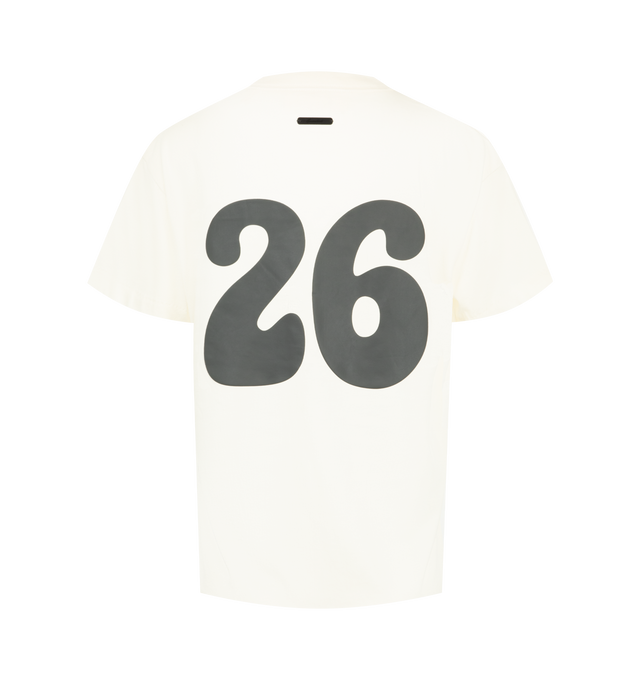 Image 2 of 2 - WHITE - Fear of God Essentials Womens Classic Tee is crafted from lightweight tri-blend jersey. Features a slim cropped fit, rib-knit crew neckline, short sleeves, puff-printed back graphic, and signature Essentials label at the back collar. Main Material: 53% Cotton, 40% Polyester, 7% Rayon. Imported. 