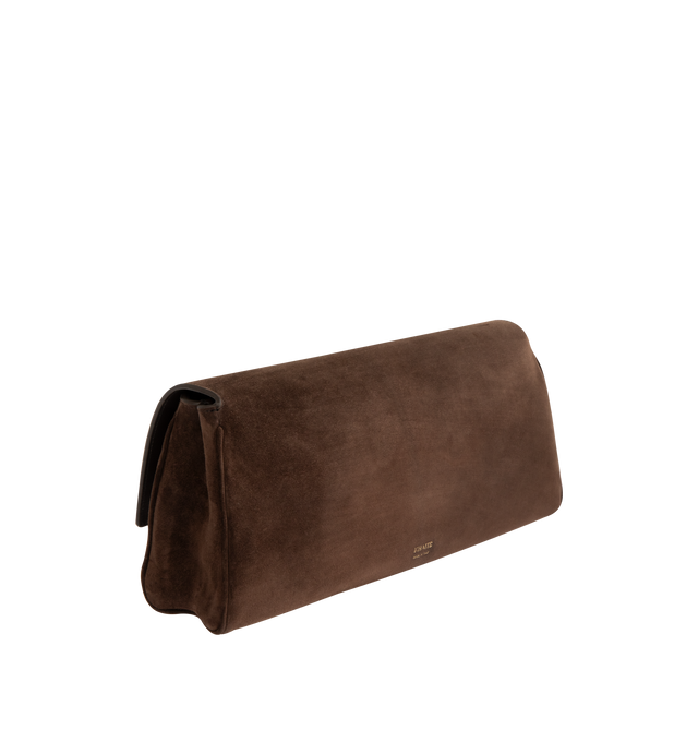 Image 2 of 3 - BROWN - Khaite Audrey flap-front clutch that combines refined lines with soft curves in velvety suede. Art Deco-inspired hardware at magnetic closure. Internal card pocket. Suede calfskin (100% calfskin). Made in Italy. 