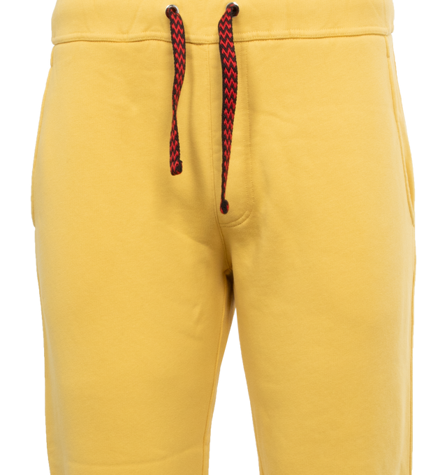 Image 3 of 3 - YELLOW - LANVIN LAB X FUTURE Logo Sweatpants featuring cotton fleece joggers with Curb drawstrings, ribbing on the waist and ankles, relaxed fit and embroidered logo on leg. 100% cotton. 