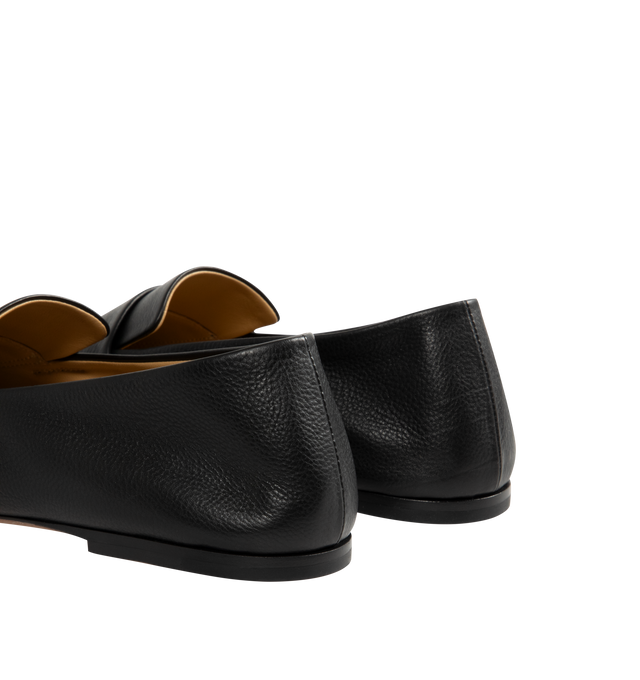 Image 3 of 4 - BLACK - THE ROW Square Loafer in Leather featuring minimal loafer in grained calfskin leather with squared toe, stitched strap, and leather sole. 0.03 in. heel. 100% calfskin leather. Made in Italy. 