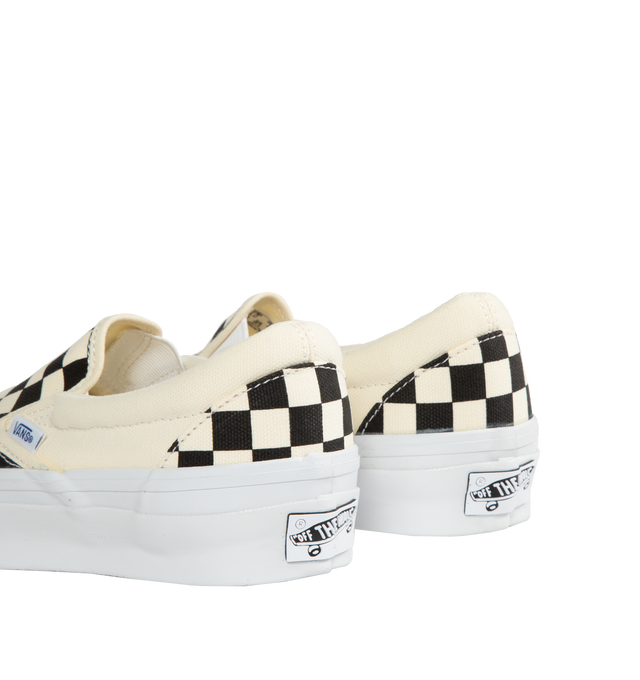 Image 3 of 5 - WHITE - VANS U Slip-On Reissue 98 Sneaker featuring padded collar and stretch gore for added comfort, round toe, slip on, lower collar around the ankle and higher collar above the heel. Canvas upper and lining, rubber sole. 