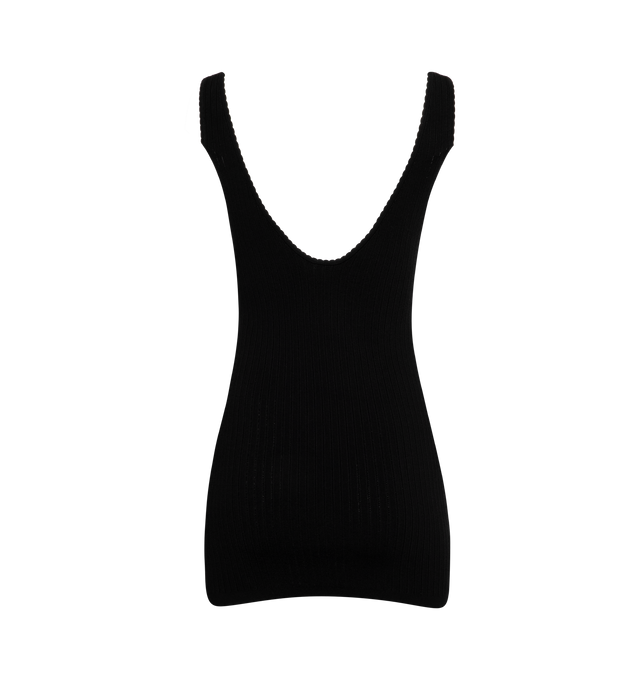 Image 2 of 2 - BLACK - JACQUEMUS La mini robe Sierra Minidress featuring square neck, scalloped edge at collar and armscyes, keyhole at chest, gold-tone logo hardware at keyhole, fixed shoulder straps and low back. 88% viscose, 12% polyester. Made in Portugal. 
