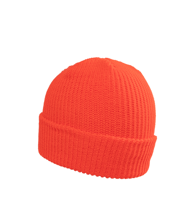 Image 2 of 2 - ORANGE - NOAH Core Logo Rib Beanie featuring a foldover cuff detailed with logo embroidery. 100% acrylic. Made in Canada. 