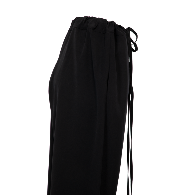 Image 3 of 4 - BLACK - THE ROW Argent Pants featuring mid rise, sits high on hip, drawstring waistband, side pockets, oversized silhouette, straight fit, full length and pull-on style. Silk/cotton. Silk lining. Made in Italy. 