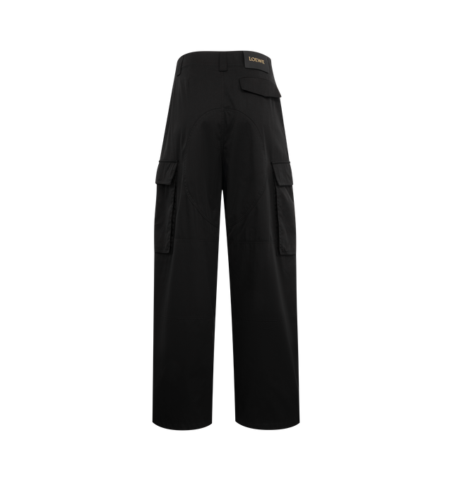 Image 2 of 3 - BLACK - LOEWE Cargo Trousers featuring wide leg, two slit pockets, one back pocket with flap and two flap cargo pockets on legs. 