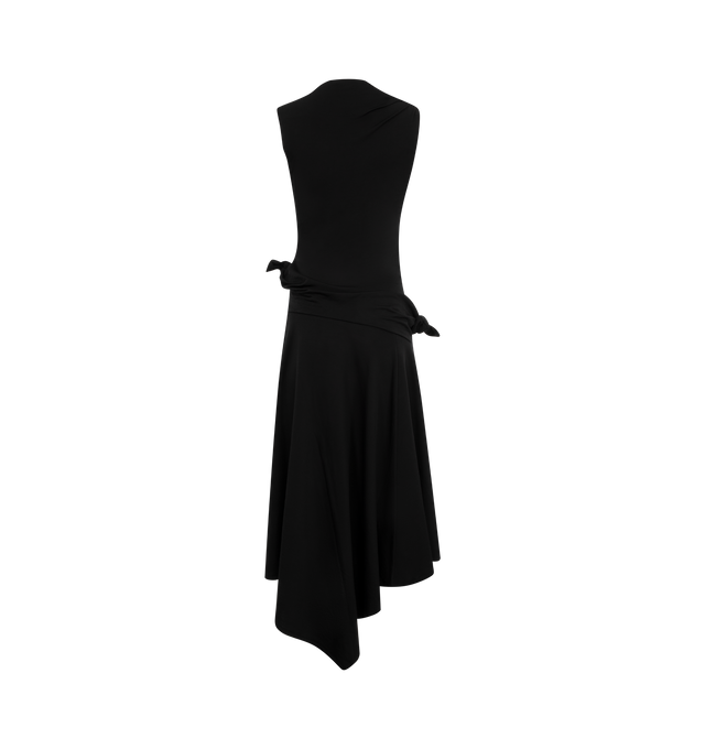 Image 2 of 2 - BLACK - Acne Studios Sleeveless dress adorned with tie-up knots details, crafted from a soft stretch cotton blend. Constructed with asymmetric hemline. Cut to a regular fit a mid length. Shell: 60% Viscose, 32% Cotton, 8% Elastane, Lining: 74% Nylon, 26% Elastane. 