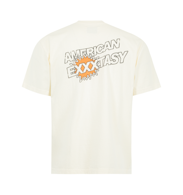 Image 2 of 2 - WHITE - MIDNIGHT RODEO American Exxtasy Tee featuring short sleeves, crew neck, front and back graphic logo detail and lightweight jersey fabric. 100% cotton. Made in USA. 