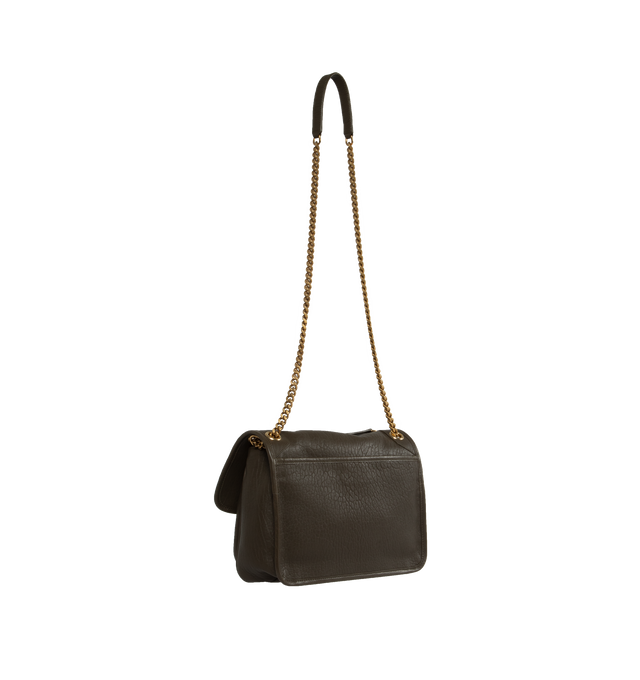Image 2 of 3 - BROWN - SAINT LAURENT Niki Medium Chain Bag featuring magnetic snap closure, sliding chain and leather strap, one open pocket, one zipped pocket and one pocket under flap. 11" X 7.8" X 3.3". 95% lambskin, 5% brass. Made in Italy. 