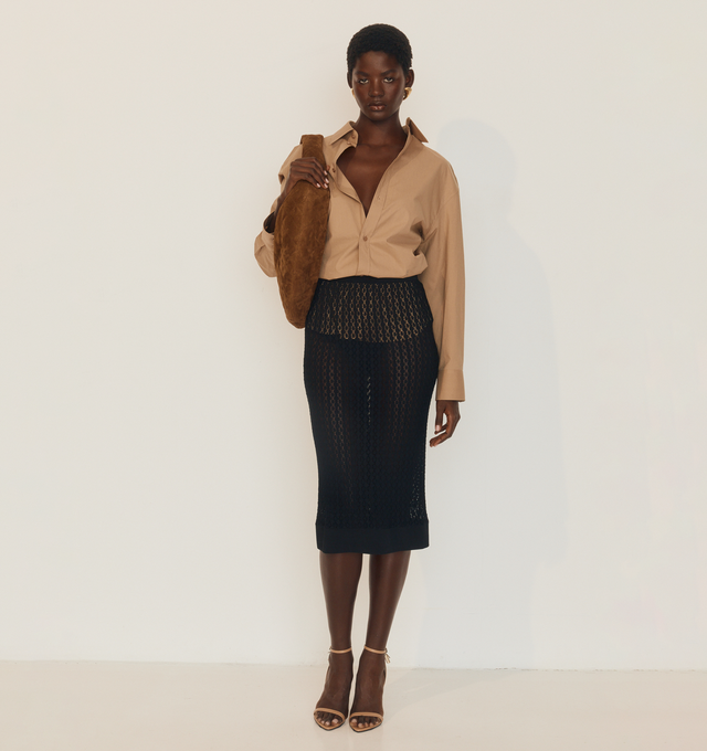 Image 3 of 6 - BROWN - SAINT LAURENT ICARE Hobo Bag in quilted suede featuring diamond-quilted topstitching, leather lining, bronze-tone hardware and zip closure. 11.818.5" x 12" x 0.84.7". Handle drop: 6.3". Calfskin. Made in Italy. 