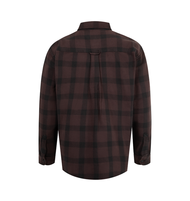 Image 2 of 2 - BROWN - CARHARTT WIP Edmands Shirt featuring a loose fit from midweight, overdyed cotton twill with an allover check pattern and two chest pockets, one of which features a woven Square Label. 100% cotton. 