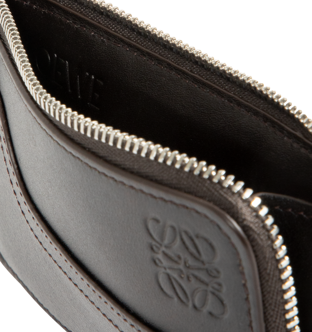 Image 3 of 3 - BROWN - LOEWE Panta Coin Cardholder featuring denim trousers-inspired details, four card slots, zipped compartment, calfskin lining and embossed Anagram. Calfskin. 7.5 cm x 13 cm x 1 cm. Made in Spain. 