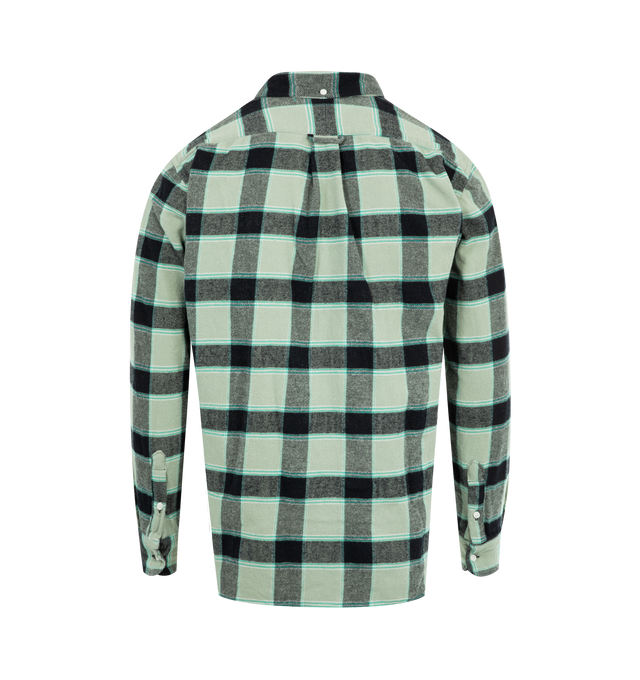 Image 2 of 2 - GREEN - GITMAN BROS Brushed Winter Madras Shirt featuring button front closure, front chest pockets, regular fit, long sleeves and button cuffs. 100% cotton.  