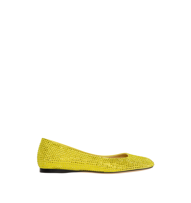 YELLOW - LOEWE Toy Strass Ballerina Flats featuring suede kidskin and all over rhinestones featuring the LOEWE petal signature toe shape and leather sole.