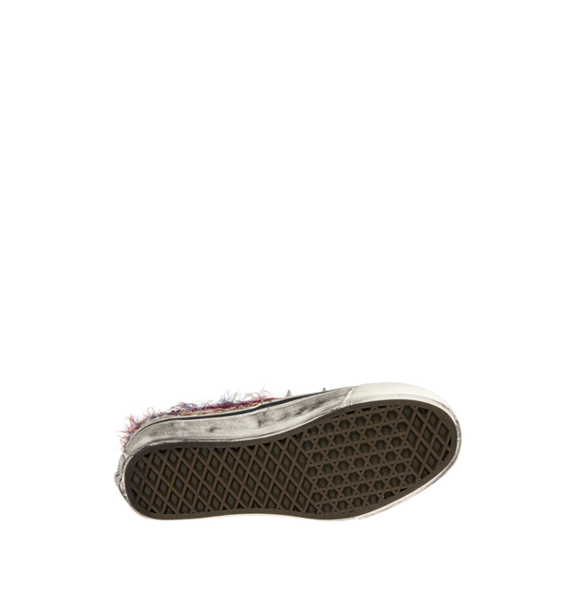 Image 4 of 5 - BROWN - Vans Premium Authentic 44 heritage low-top lace-up sneaker crafted with a suede and canvas upper with frayed, textured mohair, studs and crystal embellishments and greased sidewall. Featuring cotton laces, metal eyelets, upgraded footbed , and Sola Foam ADC (All-Day Comfort) insole for soft and durable cushioning. 