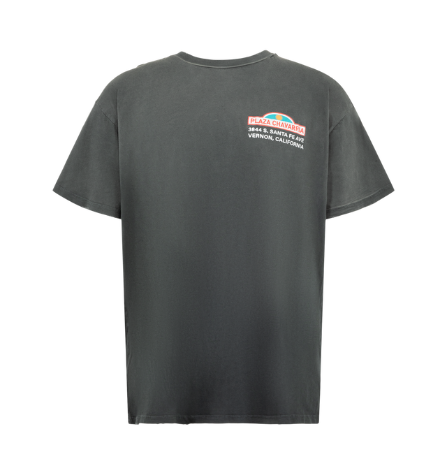 Image 1 of 2 - GREY - Willy Chavarria Plaza Chavarria Easy Tee is crafted from lightweight cotton and features an easy, relaxed silhouette for everyday wear. Designed with Plaza Chavarria graphic artwork printed at the chest and back. Main Material: 100% Cotton. Made in USA. 