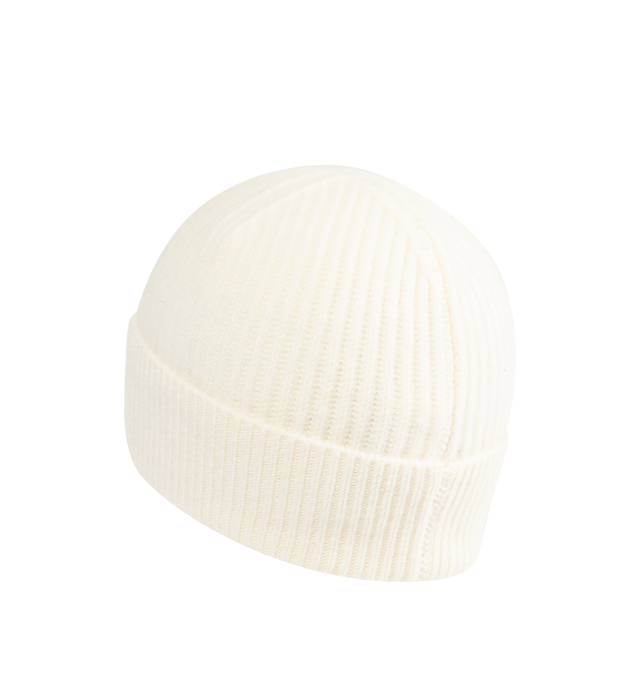 Image 2 of 2 - WHITE - CASABLANCA Half Cardigan Wool Beanie featuring ribbed construction and Casablanca logo on the front. 100% wool. 