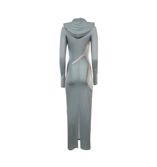 Image 2 of 3 - GREY - ACNE STUDIOS Long Dress featuring long sleeves, slit in back, attached hood and fitted.  