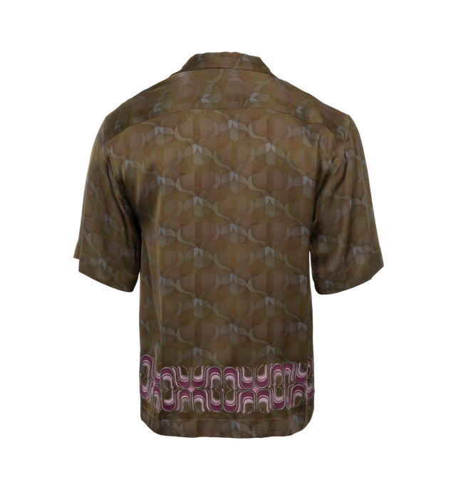 Image 2 of 3 - BROWN - DRIES VAN NOTEN Printed Shirt featuring camp collar, boxy fit, short sleeves, button front closure and print throughout. 100% viscose. 