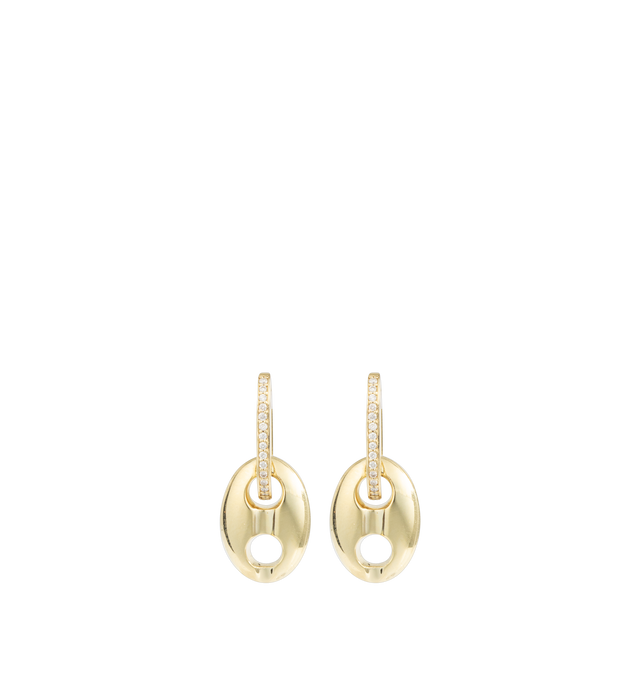 Image 1 of 1 - GOLD - Jenna Blake Mini Gold Mariner Links with Diamond Huggie earrings crafted from  18k yellow gold and diamonds. 