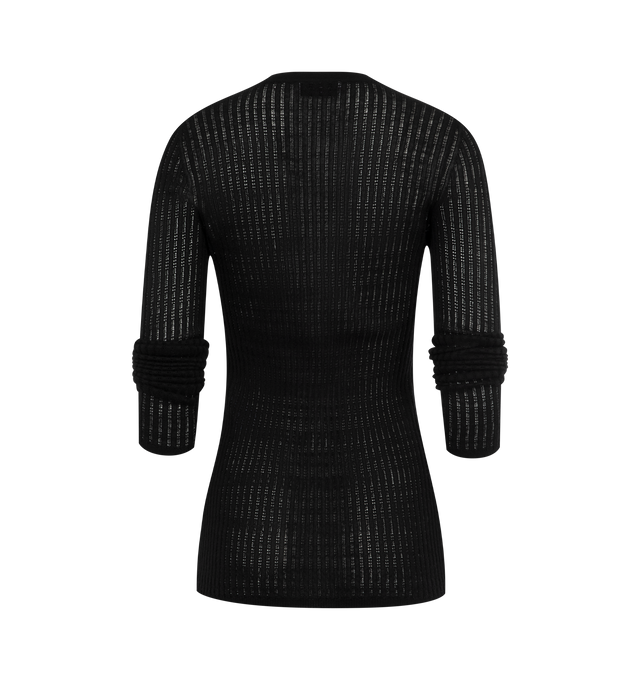 Image 2 of 2 - BLACK - GABRIELA HEARST Emma Pointelle Knit Cardigan featuring fitted bodice, button closure and v-neck. 70% cashmere, 30% silk. 