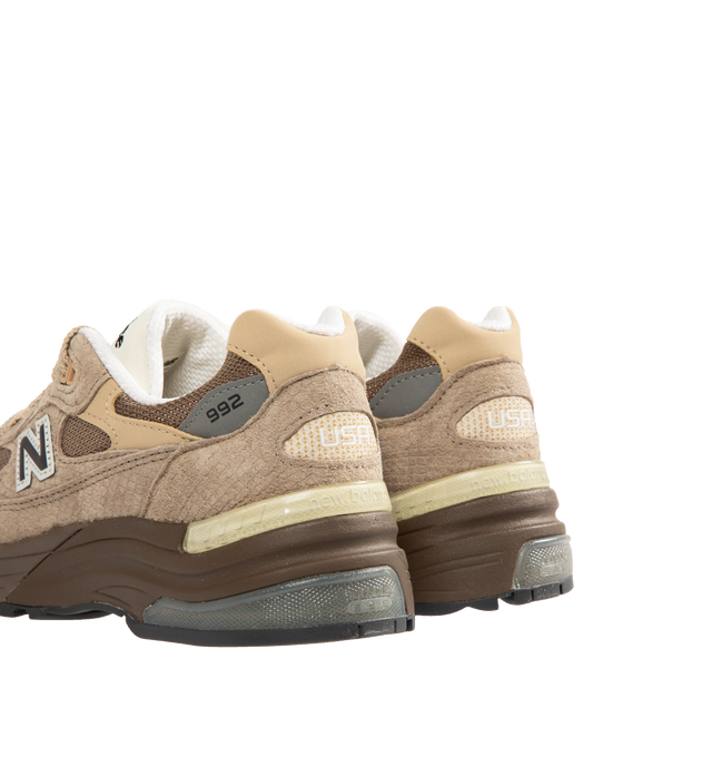 Image 3 of 5 - BROWN - NEW BALANCE Made in USA 992 Core Sneaker featuring ABZORB cushioning at heel and forefoot, combination ENCAP and C-CAP midsole, reflective accents, NDurance rubber outsole, suede overlays and mesh upper. 