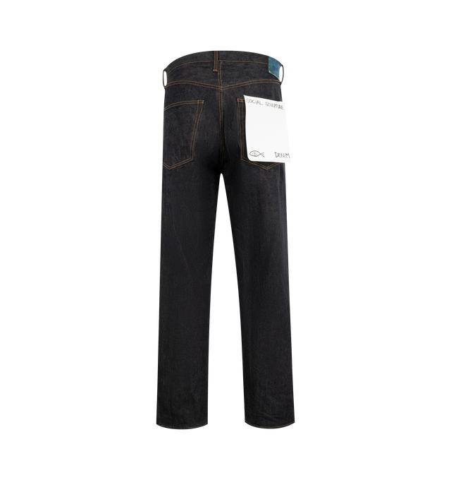 Image 2 of 3 - BLUE - VISVIM Social Sculpture Jean featuring original 14oz denim pants, regular-slim fit, tapered silhouette, medium rise, zipper fly, hidden zippered back pocket, original buttons, sliders, rivets. 100% cotton. Made in Japan. 